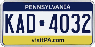 PA license plate KAD4032