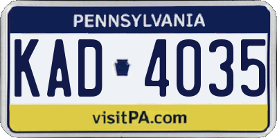 PA license plate KAD4035