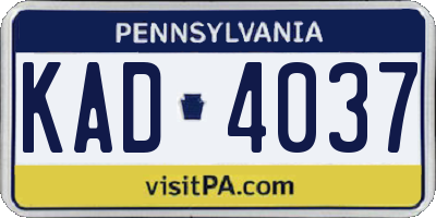 PA license plate KAD4037