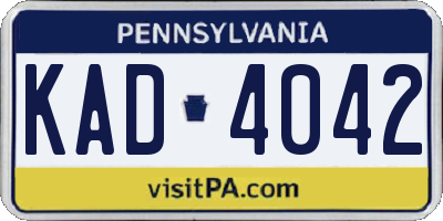 PA license plate KAD4042