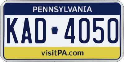 PA license plate KAD4050