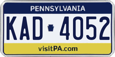 PA license plate KAD4052