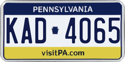 PA license plate KAD4065