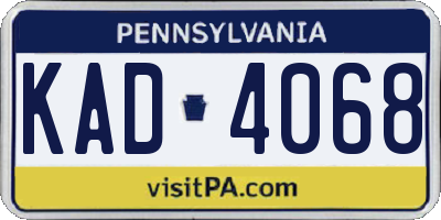 PA license plate KAD4068