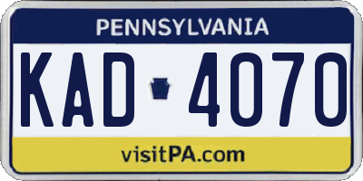 PA license plate KAD4070
