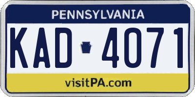 PA license plate KAD4071
