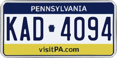 PA license plate KAD4094