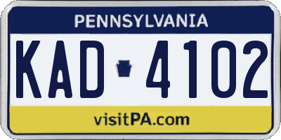 PA license plate KAD4102