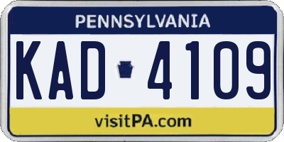 PA license plate KAD4109
