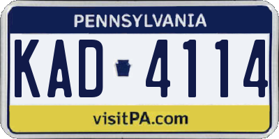PA license plate KAD4114