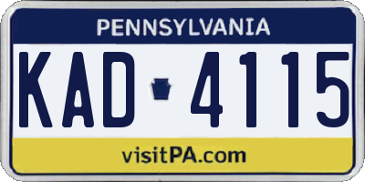 PA license plate KAD4115