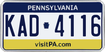 PA license plate KAD4116