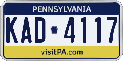 PA license plate KAD4117
