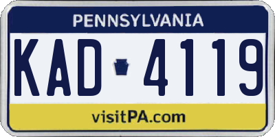 PA license plate KAD4119