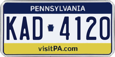 PA license plate KAD4120