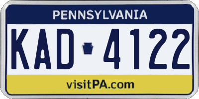 PA license plate KAD4122