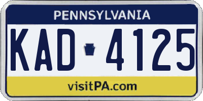 PA license plate KAD4125