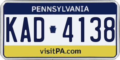 PA license plate KAD4138
