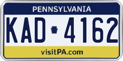 PA license plate KAD4162