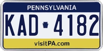 PA license plate KAD4182