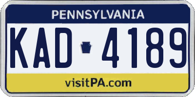 PA license plate KAD4189