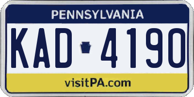PA license plate KAD4190