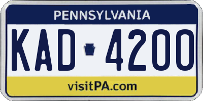 PA license plate KAD4200