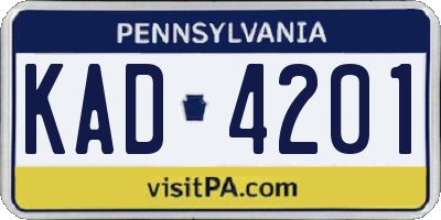 PA license plate KAD4201
