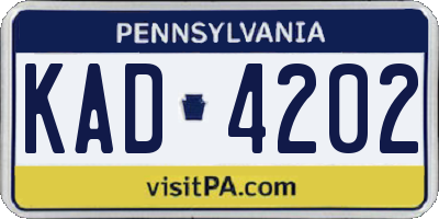 PA license plate KAD4202