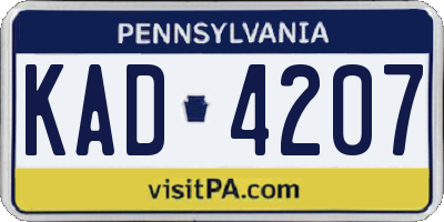 PA license plate KAD4207
