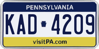 PA license plate KAD4209
