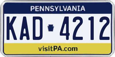 PA license plate KAD4212