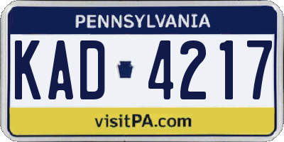 PA license plate KAD4217