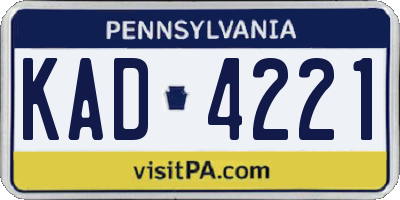 PA license plate KAD4221