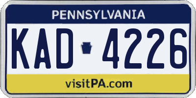 PA license plate KAD4226