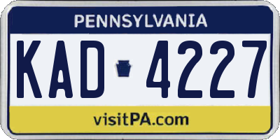 PA license plate KAD4227