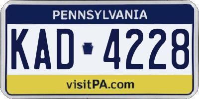 PA license plate KAD4228