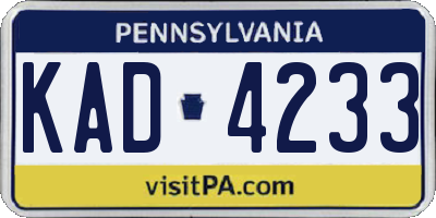 PA license plate KAD4233