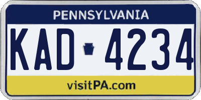 PA license plate KAD4234