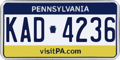 PA license plate KAD4236