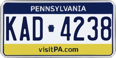 PA license plate KAD4238
