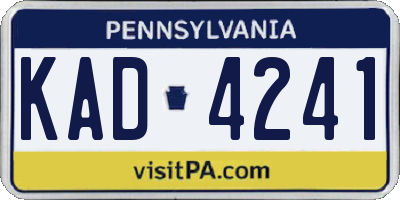 PA license plate KAD4241