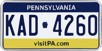 PA license plate KAD4260