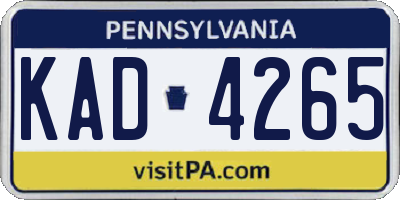 PA license plate KAD4265
