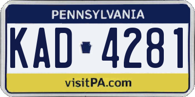 PA license plate KAD4281