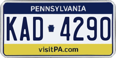 PA license plate KAD4290