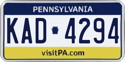 PA license plate KAD4294