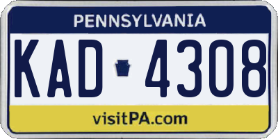 PA license plate KAD4308