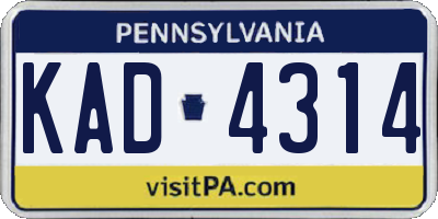 PA license plate KAD4314