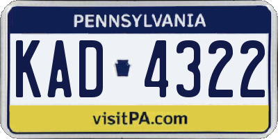 PA license plate KAD4322